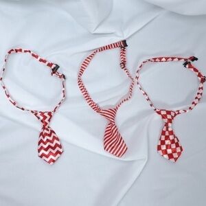 🅽🅴🆆 checkered zig zag stripe red white adjustable dog tie cat pet clothing